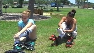 Two Girls Sprain Feet in Skater Tube Socks