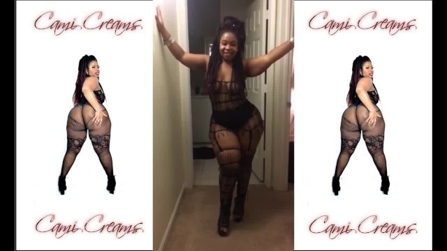 BBW Ebony Fat Ass Clapping Twerking Bend over Black Fishnet - Cami Creams
