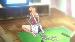 Anime Girl Masturbates in Vacuum Cleaner Wearing Slippers