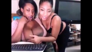Girl Plays with her Friends Tits on Camera