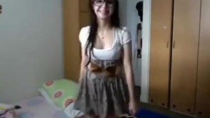 Asian Girl with Glasses Dancing Gangnam Style