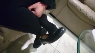 Public Dangling in Black Pantyhose and Flats at Dinner DECEMBERS REWARD