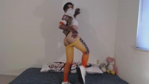 Cute Femboy Tracer Rides Show her Cock