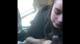Dirty Talking Cute Lesbian Bestie gives Sloppy Top in Car and Gets Throatpi