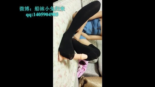 CHINESE BLACK STOCKING FEMDOM FOOT WORSHIP DILDO【ASMR】