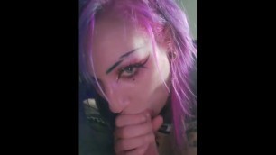 Slut Sucks Cock & Lets Huge Load Drip out of her Mouth before Slurping up