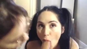 Juicy Blowjob from two Young Asian. Hot Asian Suck a Big Dick.