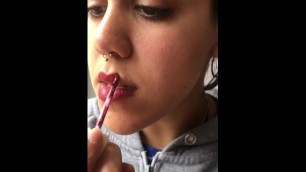 Sexy Argentinian Teen Puts on Makeup while Smoking.