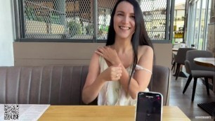 Eva Cumming Hard in Public Restaurant thru with Lovense Ferri Remote Controlled Vibrator